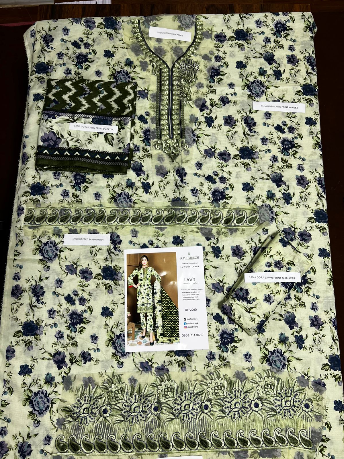 LAWN EMBROIDERED 3PC SUIT DF-2010