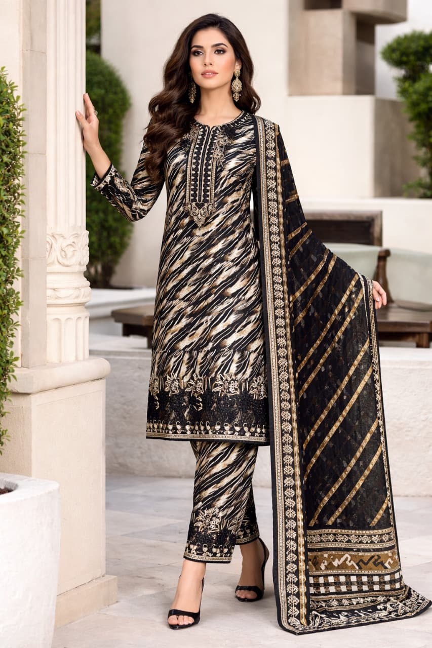 LAWN EMBROIDERED 3PC SUIT – DF/2011