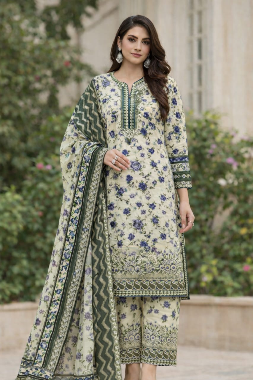LAWN EMBROIDERED 3PC SUIT DF-2010