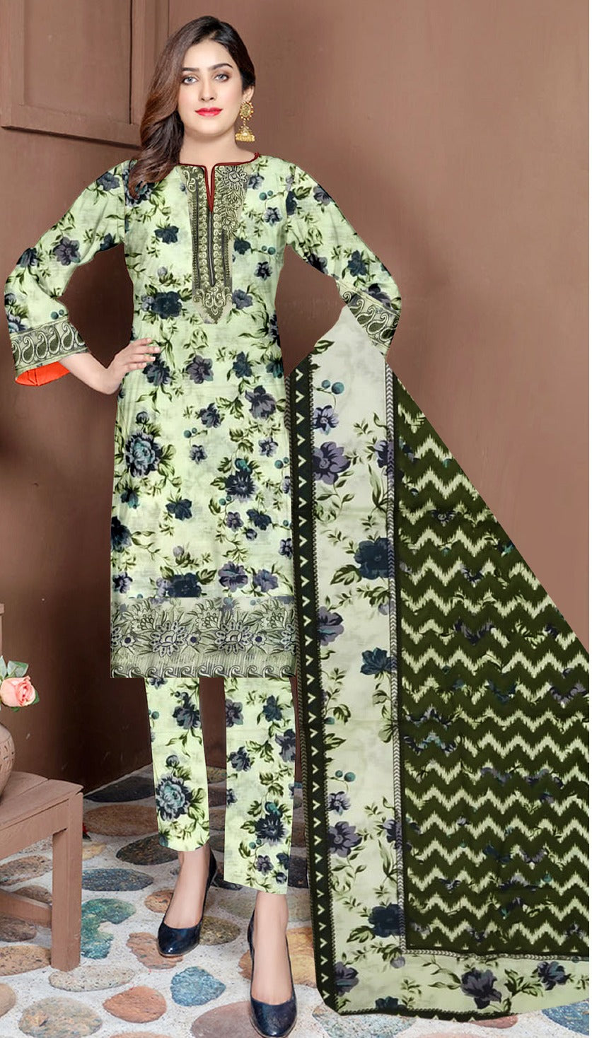 LAWN EMBROIDERED 3PC SUIT DF-2010