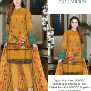 Digital print lawn 9070 neck two head sequence embroidery digital print banadora 100100 voil dupatta plain dyed trouser vol #589 (10)