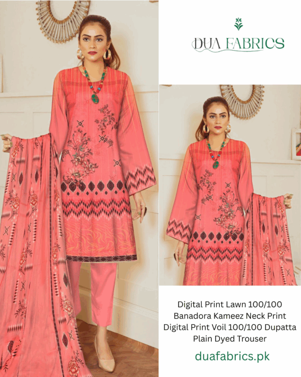 Digital print lawn 9070 neck two head sequence embroidery digital print banadora 100100 voil dupatta plain dyed trouser vol #589 (16)