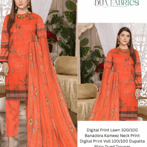 Digital print lawn 9070 neck two head sequence embroidery digital print banadora 100100 voil dupatta plain dyed trouser vol #589 (19)