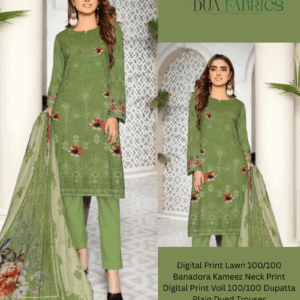 Copy of digital print lawn 9070 neck two head sequence embroidery digital print banadora 100100 voil dupatta plain dyed trouser vol #589 (6)