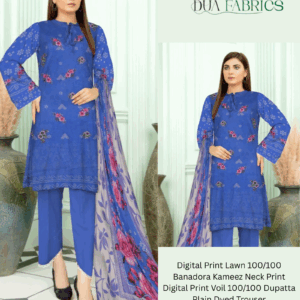 Copy of digital print lawn 9070 neck two head sequence embroidery digital print banadora 100100 voil dupatta plain dyed trouser vol #589 (8)